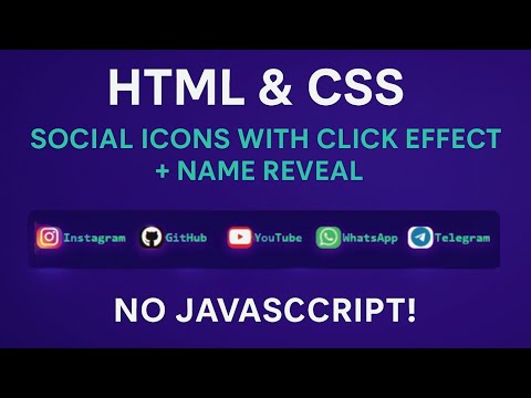 HTML & CSS Social Icons with Click Effect+Name Reveal| No JavaScript! |Full video #HTMLCSSProject