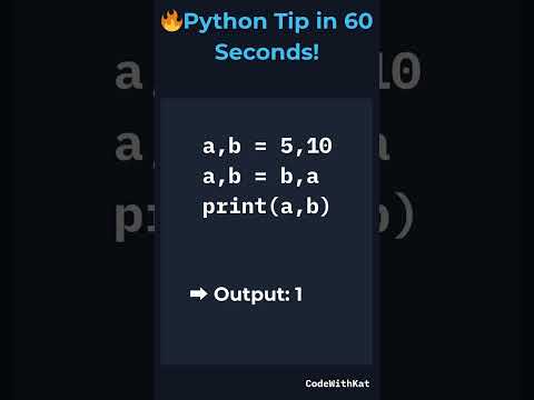 Only 1 Line to Swap Variables in Python? 🤯🔥 #pythonshorts #codingtips #oneliner#beginners#easy