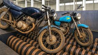 Extreme Dangerous Shredder Machine vs Motorcycle! Metal Shredder Destroying Metal Engine