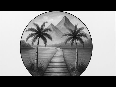 How To Draw a beautiful mountain scenery Drawing Step by step
