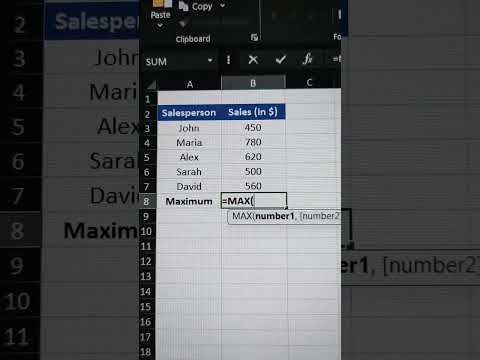 MAXIMUM formula in excel | MAX function in excel #exceltips #exceltutorial #excelformulas