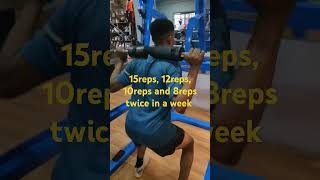 15reps, 12reps, 10reps and 8reps twice in a week #sqatraining #trainhardtostayfit #exercisedaily