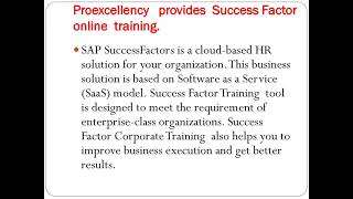 Sap Success Factor online & corporate Training