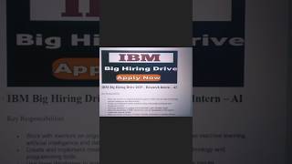 IBM AI Internship 2025 💡 No Experience? Still Apply! #job #jobsearch #freshers #shorts #trending