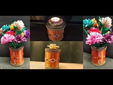 How To Make a flower vase using tin can| Best Out Of Waste| Diya Holder Using tin can for Diwali