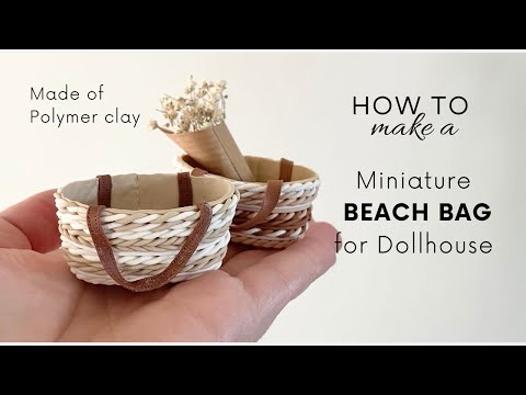 DIY Miniature - Dollhouse Beach bag made of polymer clay