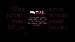 Day 2: How to find the first name from full name in a table? 🧠 #SQLPractice #100DaysSQL
