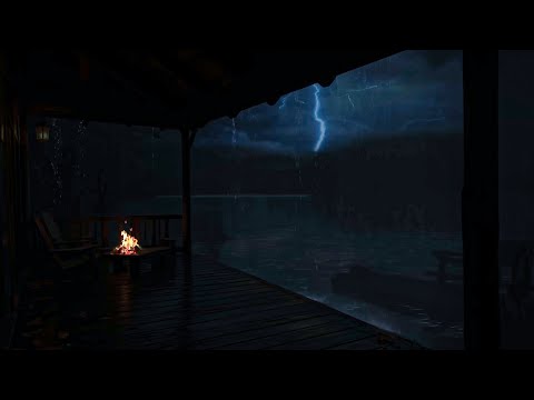 Fall into Deep Sleep 🌙 Peaceful Cabin Night 🔥 Rain & Crackling Fire for Deep Sleep & Relaxation