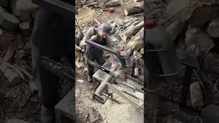 Firewood Cutting Machine with Electric Motor | Chainsaw Bar Mounted in a Stand