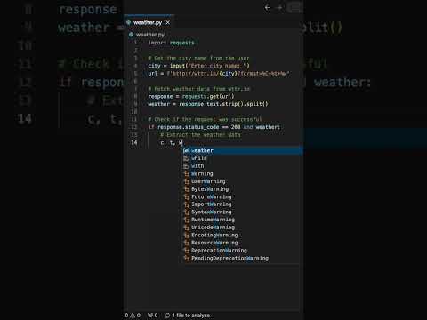 Create a Python Weather App in 10 Lines of Code! #shorts #python #weather