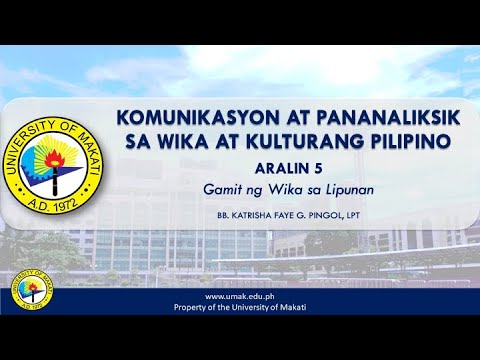 Aralin 5: Gamit ng Wika sa Lipunan | Komunikasyon at Pananaliksik