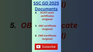 SSC GD required Documents for Document verification // SSC GD Physical Documents // SSC GD medical