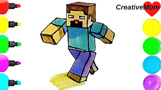 🔥How to Draw Minecraft Steve 🌈 #CreativeMom
