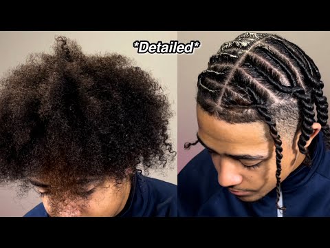2 Strand Twist w Flat Twist Hairstyle for Men. *Detailed* Very Easy!