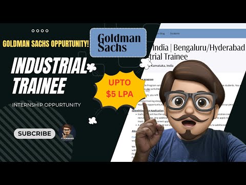 Goldman sachs Industrial Trainee Opportunity 🚀🎯👷| internships in India| Banglore | Hyderabad 