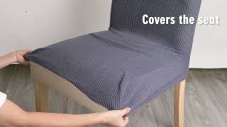 The chair covers are very easy to install as the fabric is very stretchy