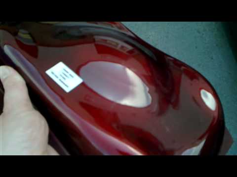 Deep Candy Red over Silver Shimmer paint