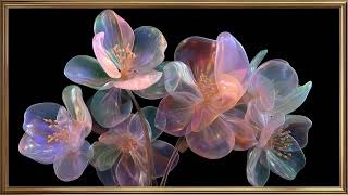 Ethereal Floral Bloom TV Art | Luxury Gold Frame 4K Wall Background Screensaver for Living Room TV