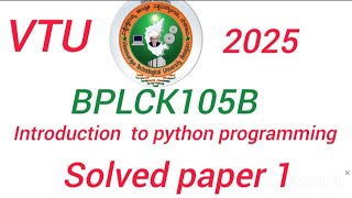 Introduction  python programming  BPLCK105B  solved paper 1