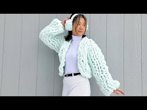 Snowball Cardigan: Vlog\\Tutorial (Part 1): Finger Knit and Crochet with Me!