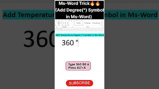 Ms-Word Trick🔥#Insert Degree(°) Symbol in Ms-Word#msword#mswordforbeginners#mswordtutorial#msword