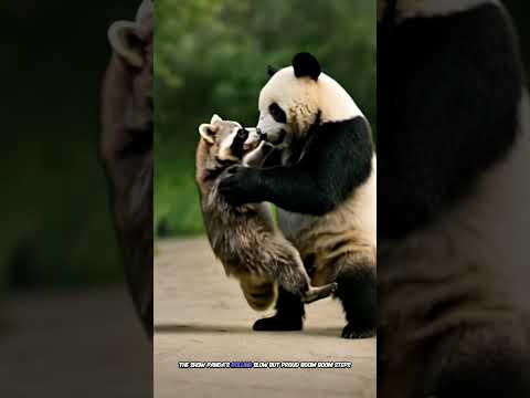 A raccoon and a panda waltz like a dream