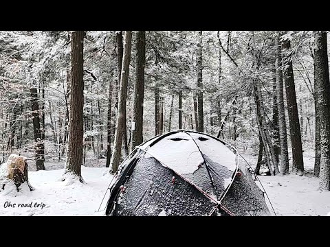 Snowstorm Hot Tent Camping | Wood Stove Cooking & Cozy Winter ASMR