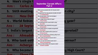 September 2025 Current Affairs | September Monthly Current Affair 2025 | September Current Affairs |