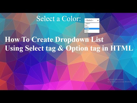 How To Create Dropdown List Using Select tag & Option tag in HTML Coding Day