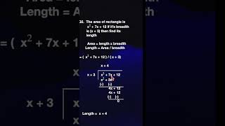 Tamil Nadu 9th Std Math Solutions: Exercise 3.7  Q2 Algebra - Division of Polynomials