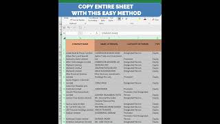 Excel Trick to Copy entire work sheet with this easy method #excelshorts