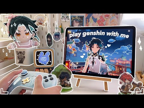 🧧 playing genshin impact on a chill morning, ipad setup | lantern rite ambience (asmr)
