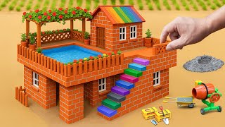 Tractor Build a Brick House With a Mini Pool - DIY Construction Science Project | @MinMinTractor