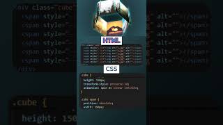 3D Rotating Cube using CSS 🔷 | Easy CSS Animation Tutorial #CSS #WebDesign #Shorts