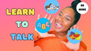 Learn to Talk with ABCs! | Easy Two-Word Phrases with Animals & Fruits