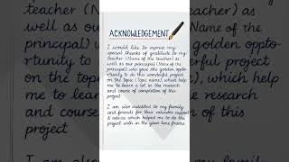 Acknowledgement Writing for Project | Simple & Neat Handwriting Example