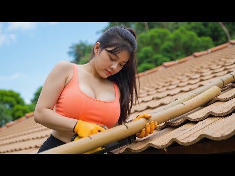 The skill of making roofs from leaves and protective walls of a 17-year-old single mother - Ep.2