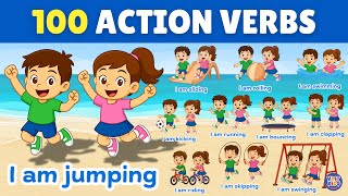 100 Action Words (Verbs) in English | Learn Vocabulary with Sentences for Kids & Toddlers