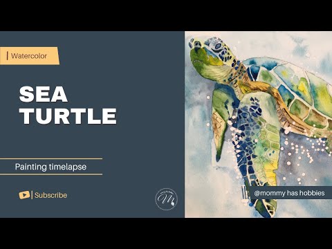 How To Paint A Sea Turtle | Watercolor Painting Timelapse | Aquarelle Tuto d'une Tortue De Mer