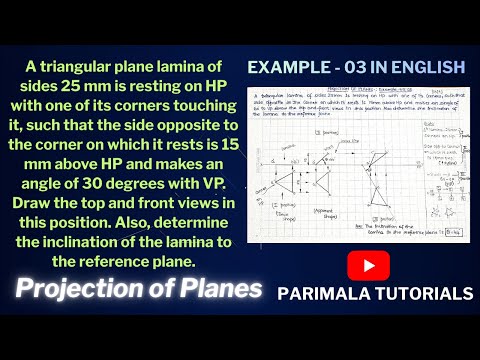 Projection of Planes_Triangular lamina_corner resting_ Example 03_ Engineering Drawing