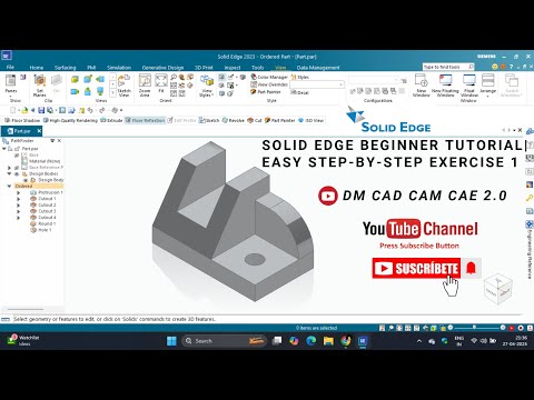 Solid Edge Beginner Tutorial | Easy Step-by-Step Exercise 1