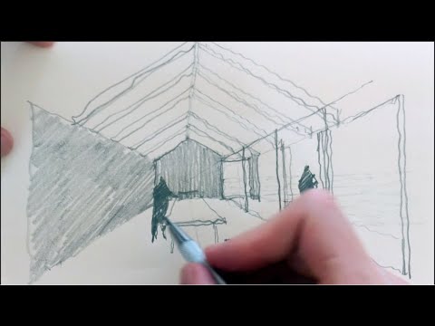 My Freehand Architectural Sketching Process (One Point Perspective)