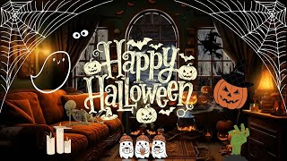 Halloween Night Atmosphere in the Room With Skeletons 🎃 Relaxing with Fire, Wind, Creepy Sounds...👻