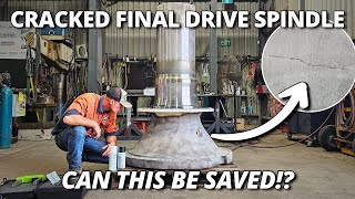 Can We Save This CRACKED Final Drive Spindle Off a CAT 793 Mining Truck!?