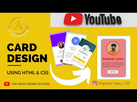 Card design using html and css || HTML Tutorial || Arya Coding School || @aryacodingschool