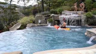 Fun Inground Swimming Pool Design with Slide & Kayaking
