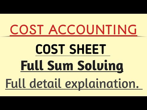 COST SHEET (Format and Sum in Detail).CA / CMA / Bcom
