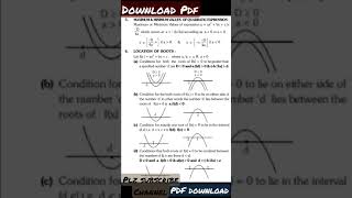 Quadratic Equation Formula | 12th Class Maths Formula | #Jeemains | jee mains trick | DownloadPDF 12