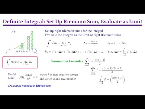 Right Riemann Sums for Integral & Limit of Riemann Sums-p1 (Calculus I and II)