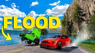 Flood Escape but our CARS are RANDOMIZED! - BeamNG